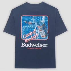 Men's Budweiser "Catch of the Day" Short Sleeve Graphic T-Shirt - Blue XXL