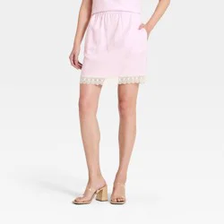 Women's Lace Trim Mini Skirt - A New Day™ Pink L