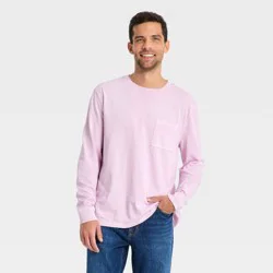 Men's Vintage Long Sleeve Pocket T-Shirt - Goodfellow & Co™ Lavender L