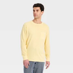 Men's Vintage Long Sleeve Pocket T-Shirt - Goodfellow & Co™ Yellow S