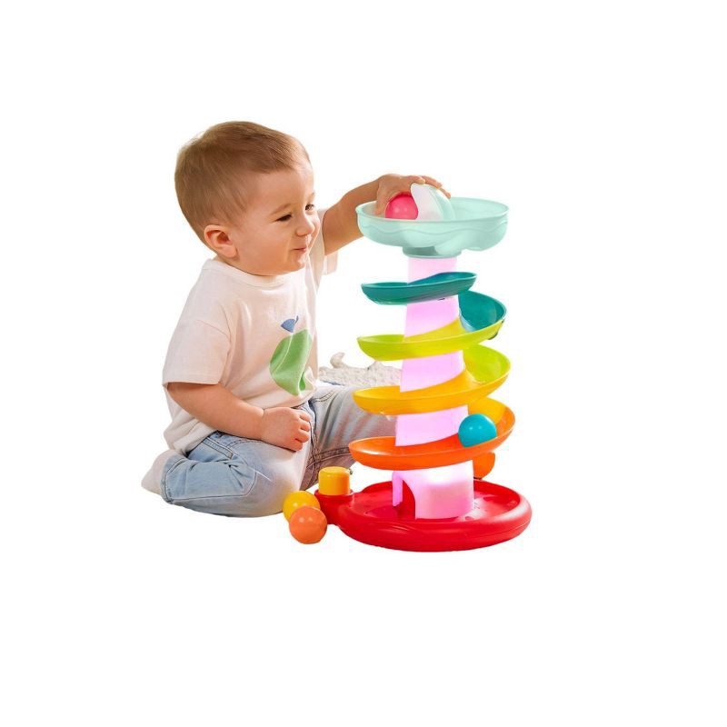 slide 1 of 8, B. toys Pop-O-Color Ball Tower - Swirly Ball Drop Toy with Lights and 4 Colorful Balls, Fine Motor Skills, 1 ct