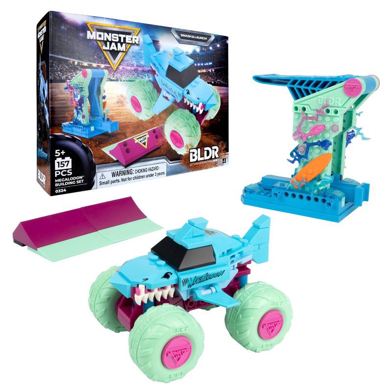 slide 1 of 31, BLDR Monster Jam Building Set - Megalodon Neon with Launcher and Ramp, 1 ct