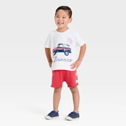 Grayson Mini Toddler Boys' 2pc Americana Ford Bronco Flag T-Shirt & Shorts Set - Red 3T