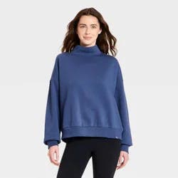 Women's Mock Neck Sweatshirt - JoyLab™ Dark Blue L