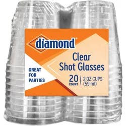 Diamond Disposable Shot Glasses - Clear - 2oz/20ct