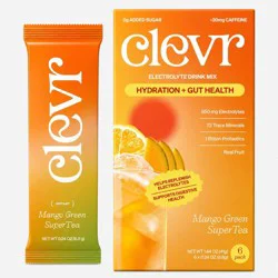 Clevr Blends Clevr Hydration Electrolyte Mix with Gut Supporting Probiotics - Mango Green Tea, Low Caffeine - 0.24oz/6ct