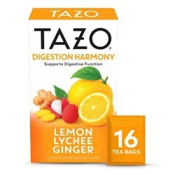 Tazo Digestion Harmony Lemon Lychee Ginger Tea Bags - 16ct