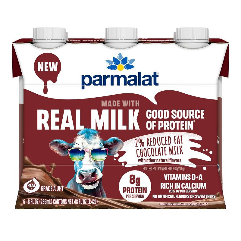 slide 1 of 3, Parmalat 2% Reduced Fat Shelf Stable Chocolate Milk - 48 fl oz/6ct, 6 ct; 48 fl oz