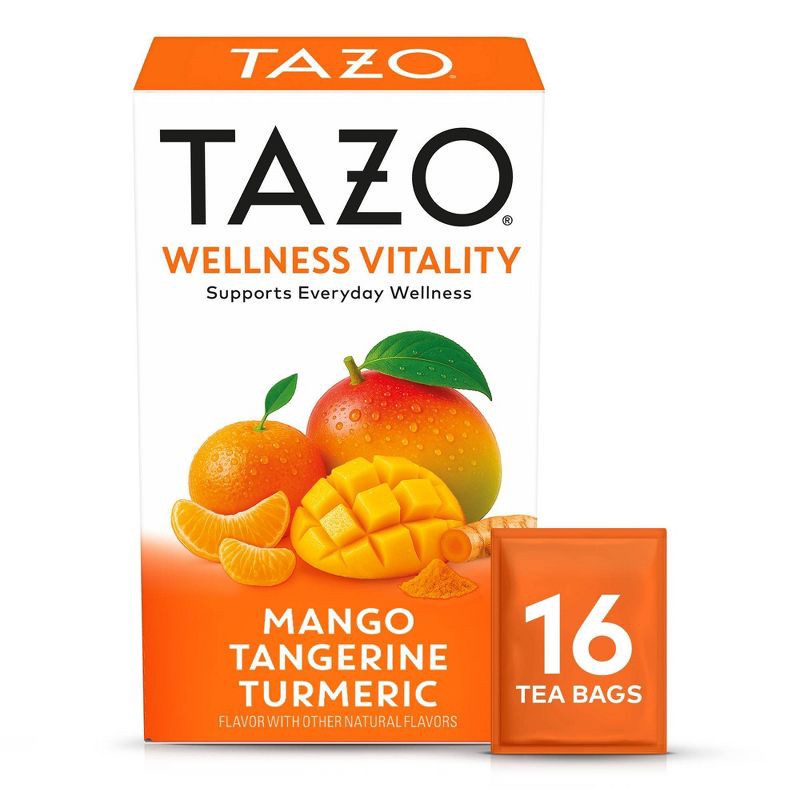slide 1 of 9, Tazo Wellness Vitality Mango Tangerine Turmeric Tea Bags - 16ct, 16 ct