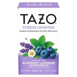Tazo Stress Unwind Blueberry Lavender Lemon Balm Tea Bags - 16ct