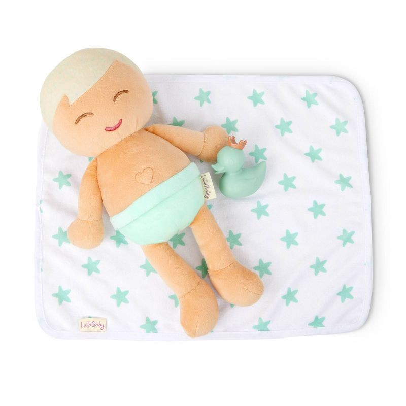slide 7 of 10, LullaBaby 14" Plush Bath Doll Blond Boy, 1 ct