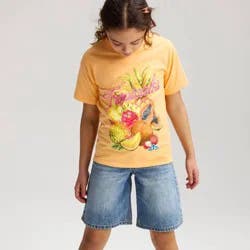 Girls' Oversized Short Sleeve Graphic Jersey T-Shirt - Cat & Jack™ Mango Orange S