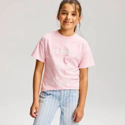 Girls' Oversized Short Sleeve Graphic Jersey T-Shirt - Cat & Jack™ Pink S