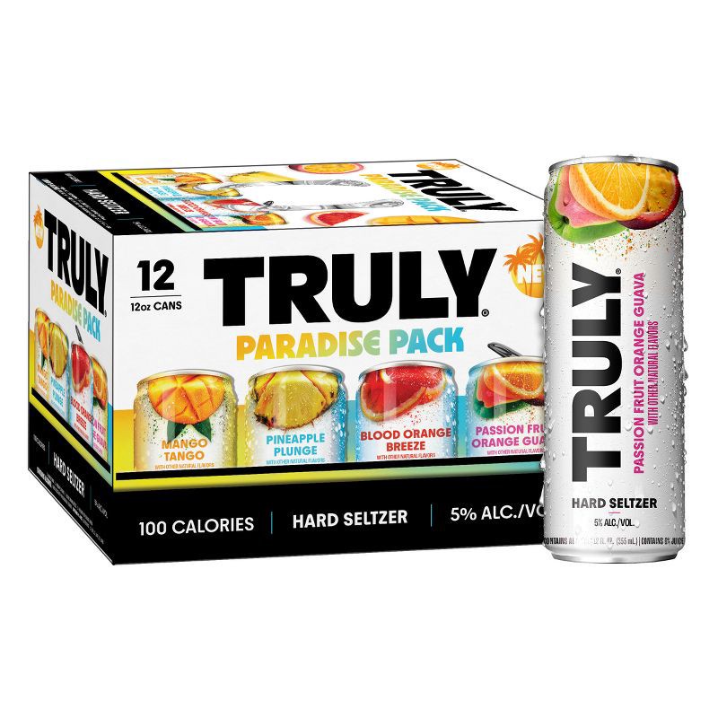 slide 1 of 3, Truly Spiked & Sparkling Truly Spiked and Sparkling Paradise Variety Pack - 12pk/12 fl oz Cans, 12 ct; 12 fl oz