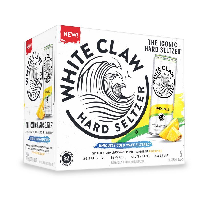 slide 1 of 14, White Claw Hard Seltzer White Claw Pineapple - 6pk/12 fl oz Cans, 6 ct; 12 fl oz
