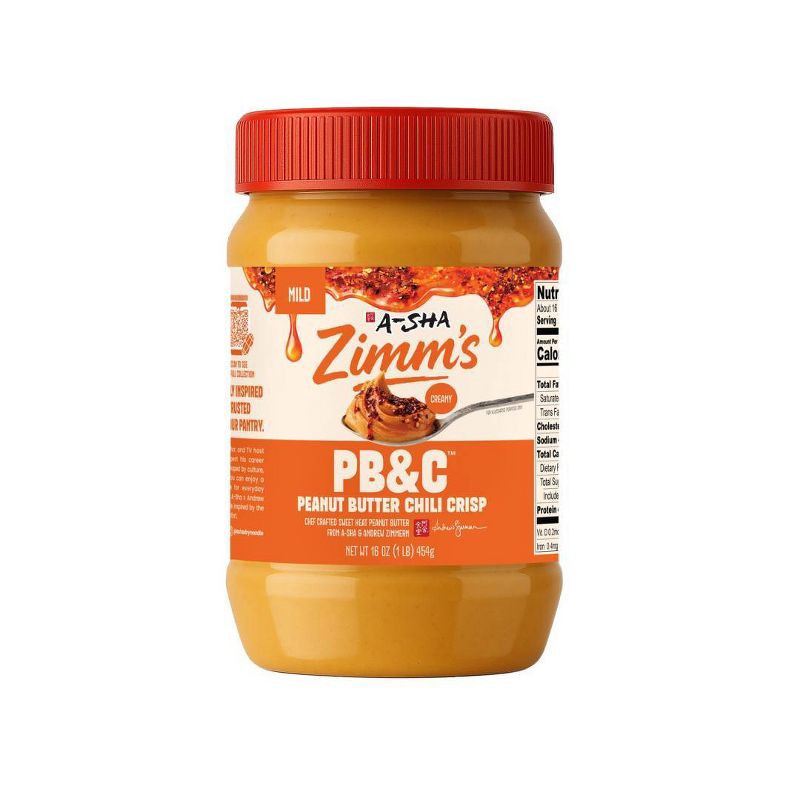 slide 1 of 11, A-Sha Foods USA Zimm's Peanut Butter Chili Crisp Mild - 16oz, 16 oz
