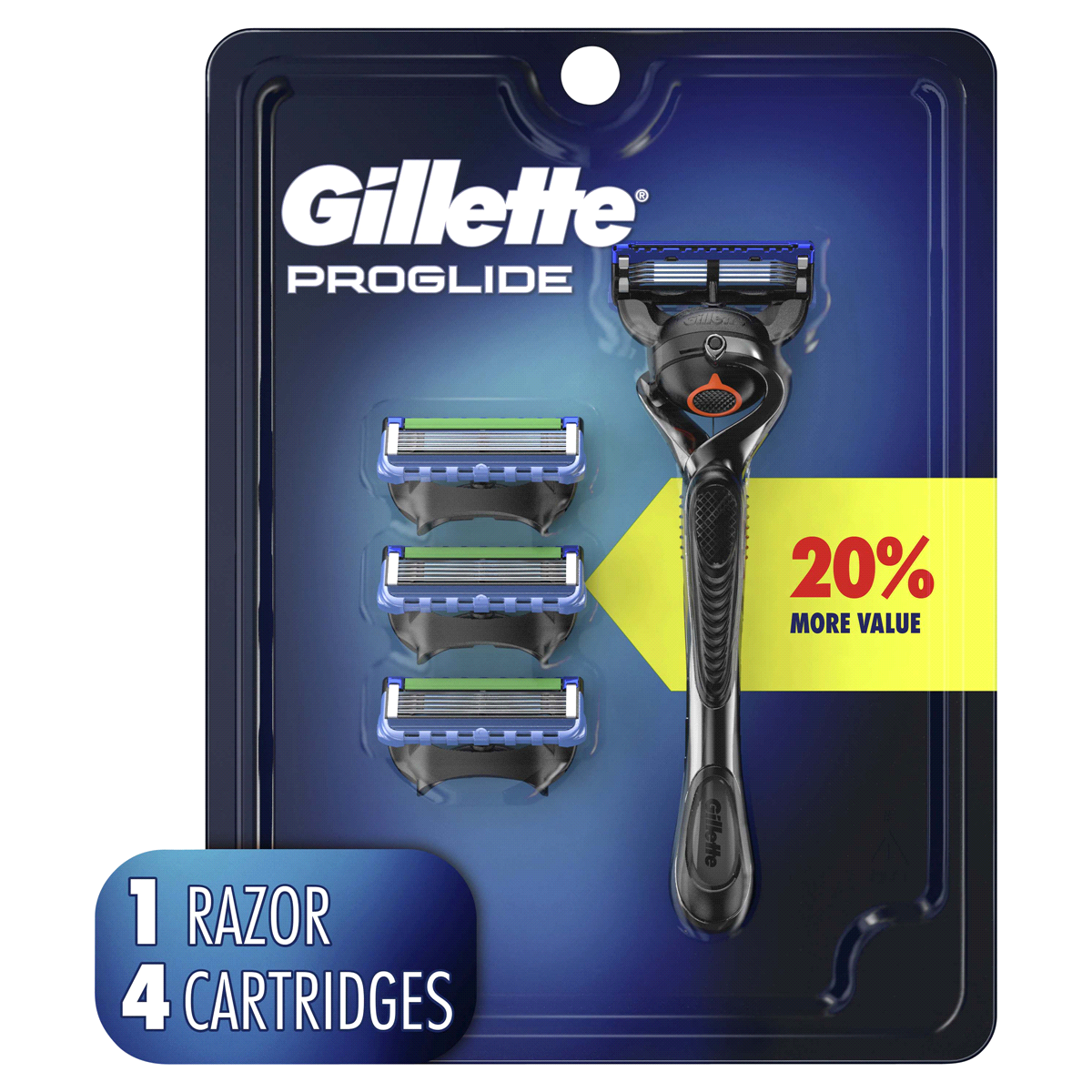 slide 1 of 1, Gillette ProGlide Razor Handle+4 Refills, 1 ct