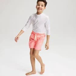 Boys' Pinstripe Swim Trunks - Cat & Jack™ Coral Orange XS
