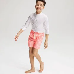 Boys' Pinstripe Swim Trunks - Cat & Jack™ Coral Orange S