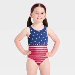 Toddler Girls' Americana Flag One Piece Swimsuit - Cat & Jack™ Red 12M