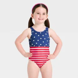 Toddler Girls' Americana Flag One Piece Swimsuits - Cat & Jack™ Red 2T