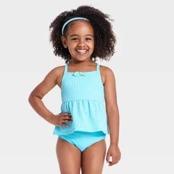 Infant Girls' Gingham Ruffle Tankini - Cat & Jack™ Blue 18M