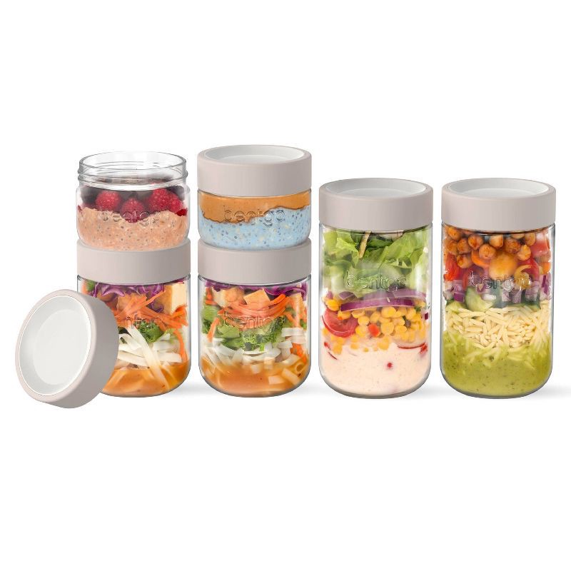 slide 1 of 6, Bentgo 6pk (8oz,16oz and 24oz ) Glass Food Jar Mixed Moondust, 6 ct, 8 oz, 16 oz, 24 oz