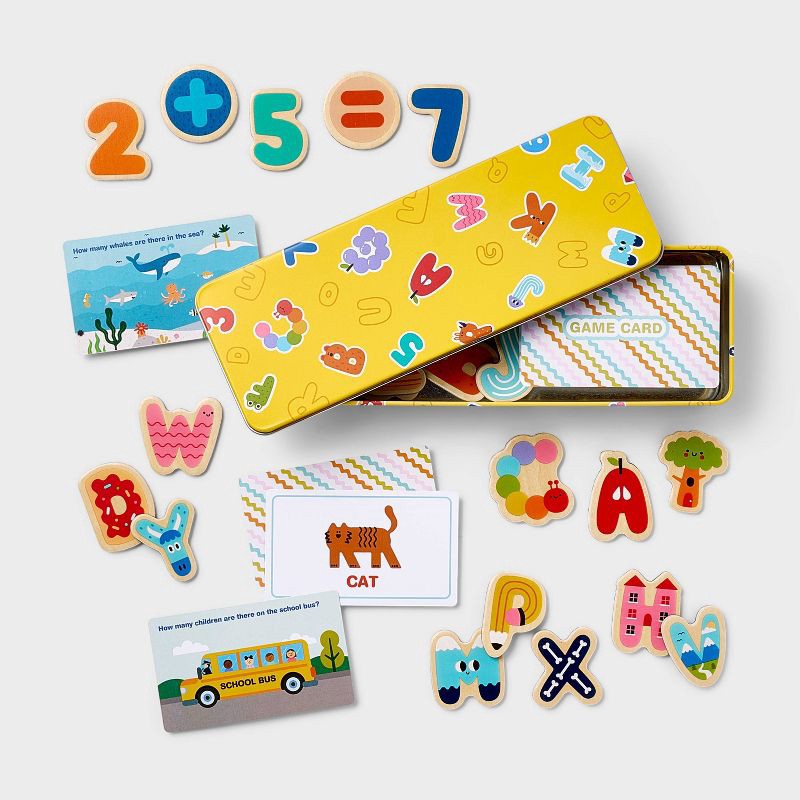 slide 1 of 5, Wooden Magnetic Alphabet with Tin - Gigglescape™, 1 ct