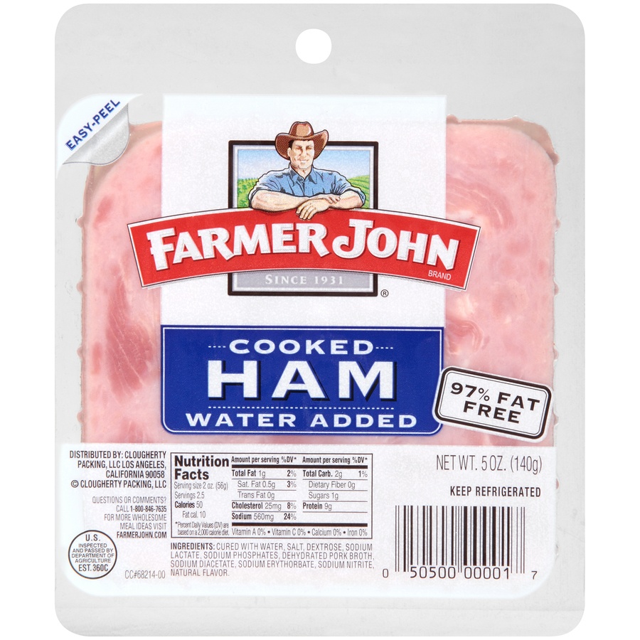 slide 1 of 1, Farmer John Sliced Cooked Ham, 5 oz