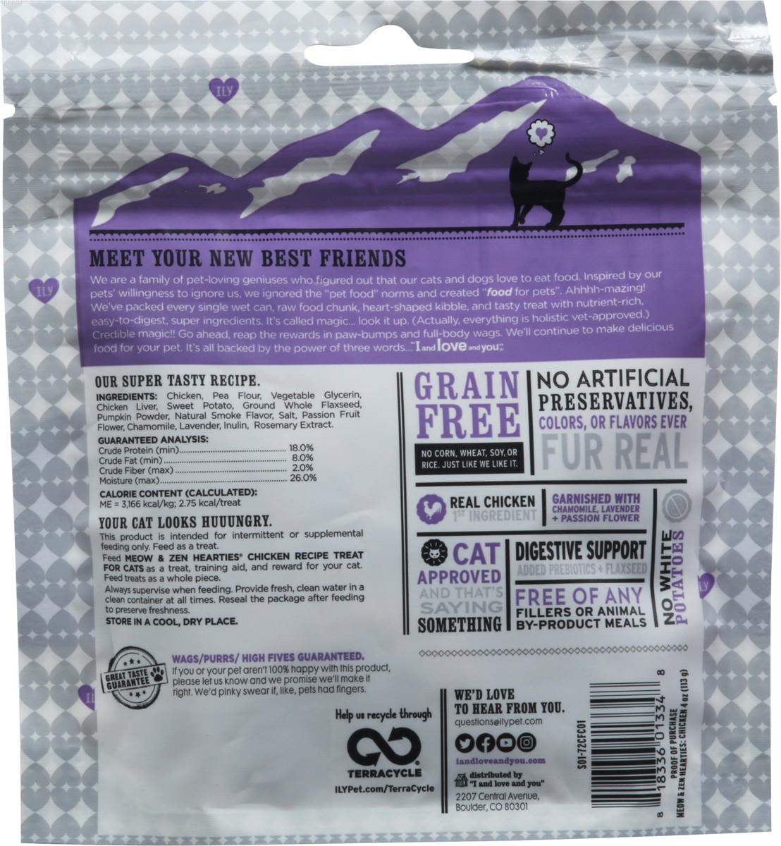 slide 5 of 9, I and Love and You Grain Free Meow & Zen Hearties Holistic Chicken Recipe Cat Treats 4 oz, 4 oz