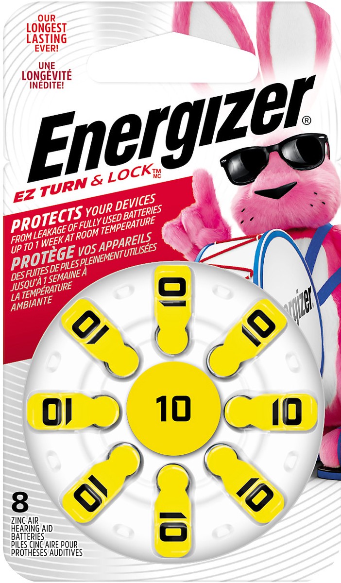 slide 3 of 3, Energizer Hearing Aid Batteries Size 10, Yellow Tab, 8 Pack, 8 ct