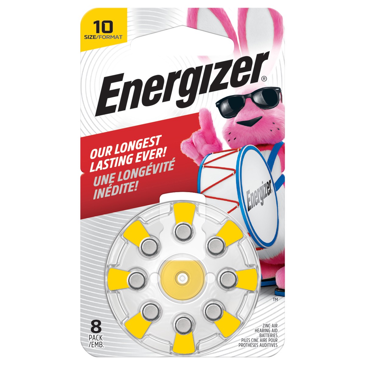 slide 1 of 3, Energizer Hearing Aid Batteries Size 10, Yellow Tab, 8 Pack, 8 ct