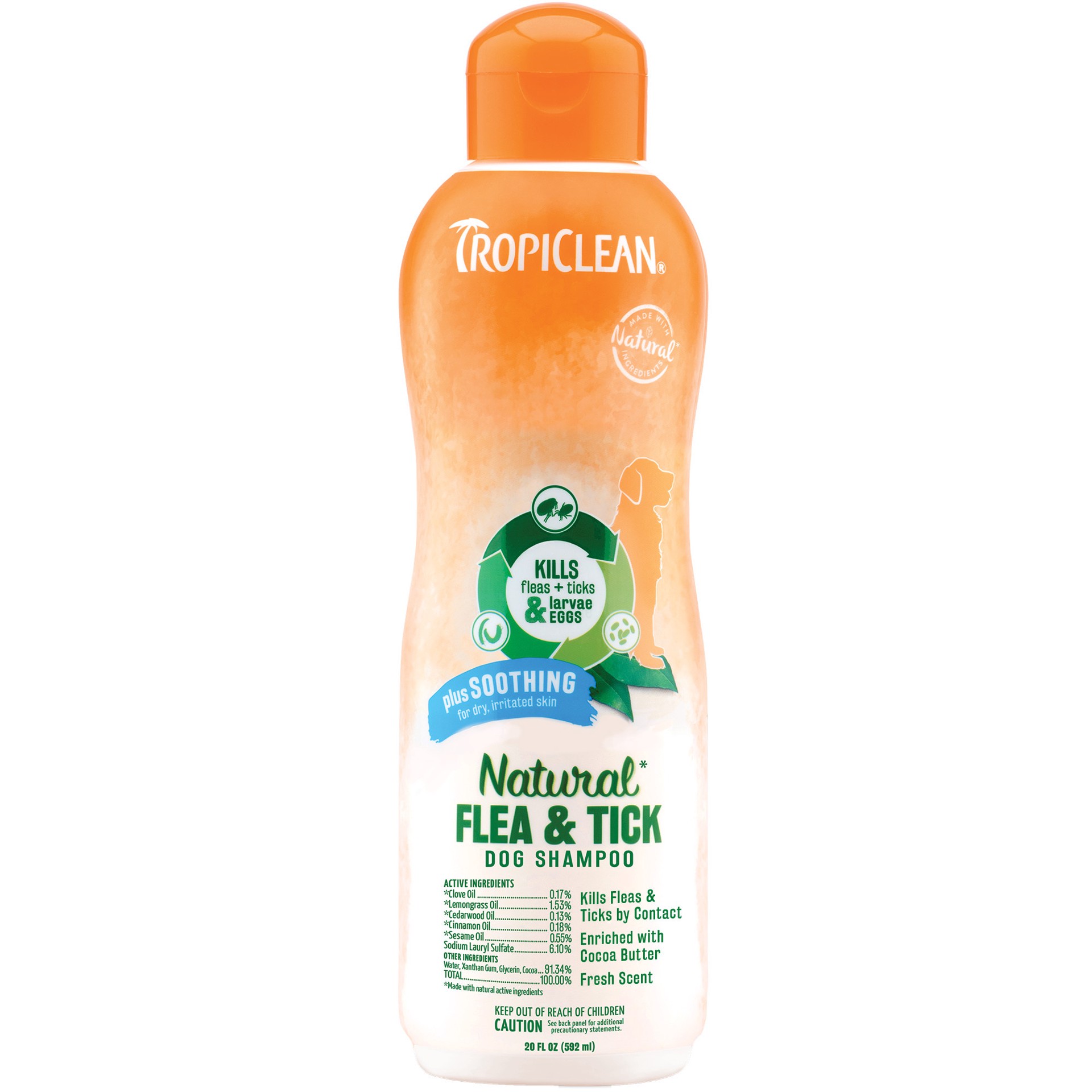 slide 1 of 10, TropiClean Natural* Flea & Tick Soothing Shampoo for Dogs, 20oz, 20 oz