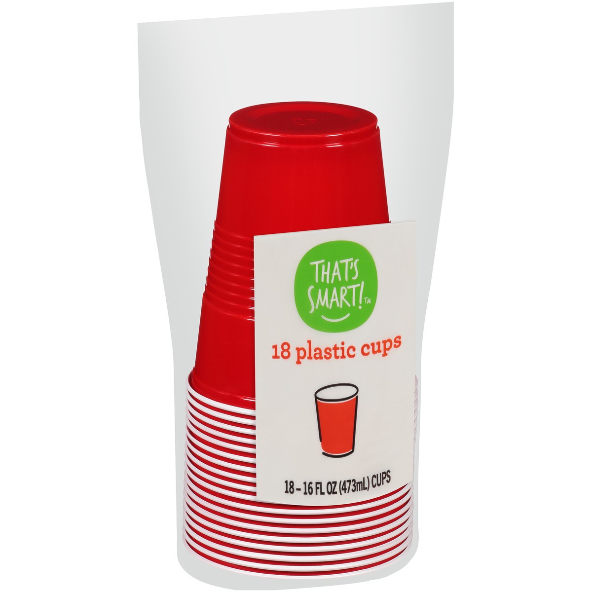 slide 2 of 8, That's Smart! Plastic Cups, 16 fl oz