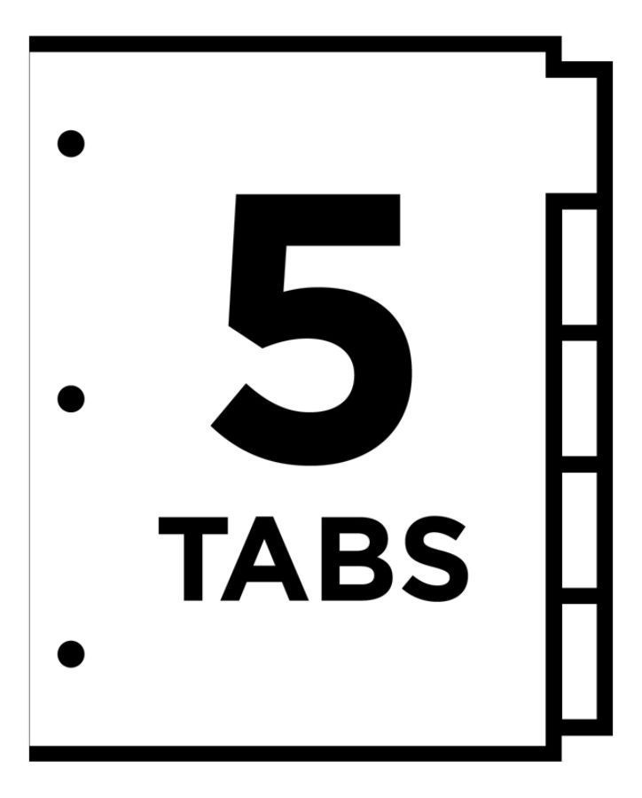 slide 4 of 5, Avery Big Tab 3-Pocket Insertable Corner Lock Plastic Dividers, 5-Tab, Multicolor, 9 1/4 in x 11 1/8 in