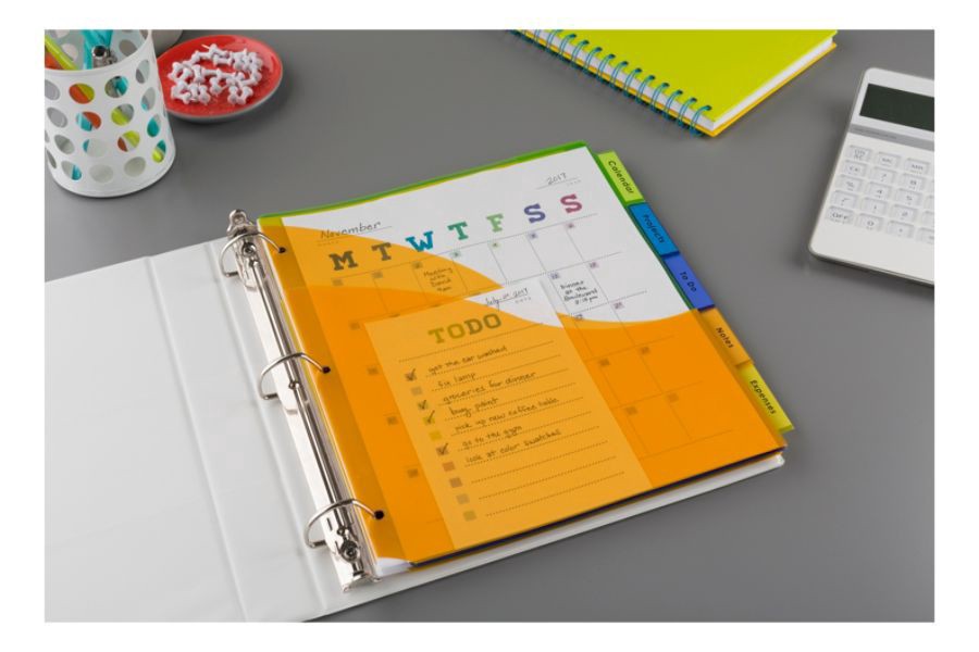 slide 2 of 5, Avery Big Tab 3-Pocket Insertable Corner Lock Plastic Dividers, 5-Tab, Multicolor, 9 1/4 in x 11 1/8 in