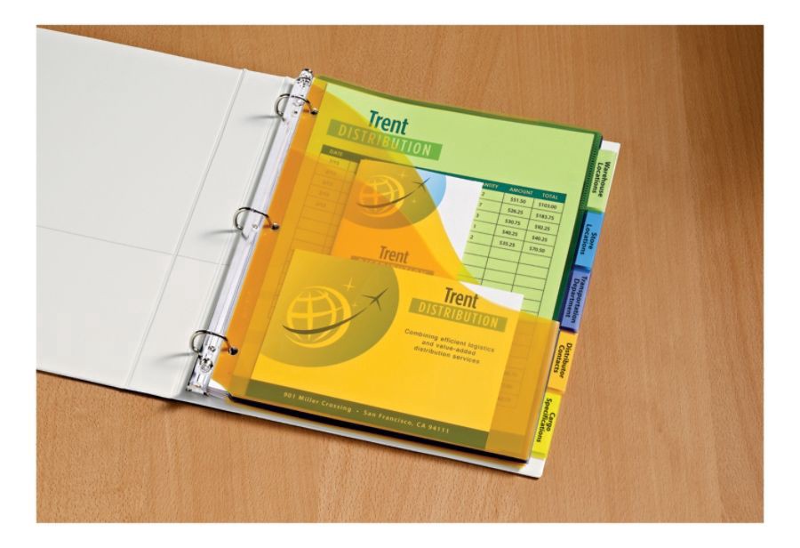 slide 5 of 5, Avery Big Tab 3-Pocket Insertable Corner Lock Plastic Dividers, 5-Tab, Multicolor, 9 1/4 in x 11 1/8 in