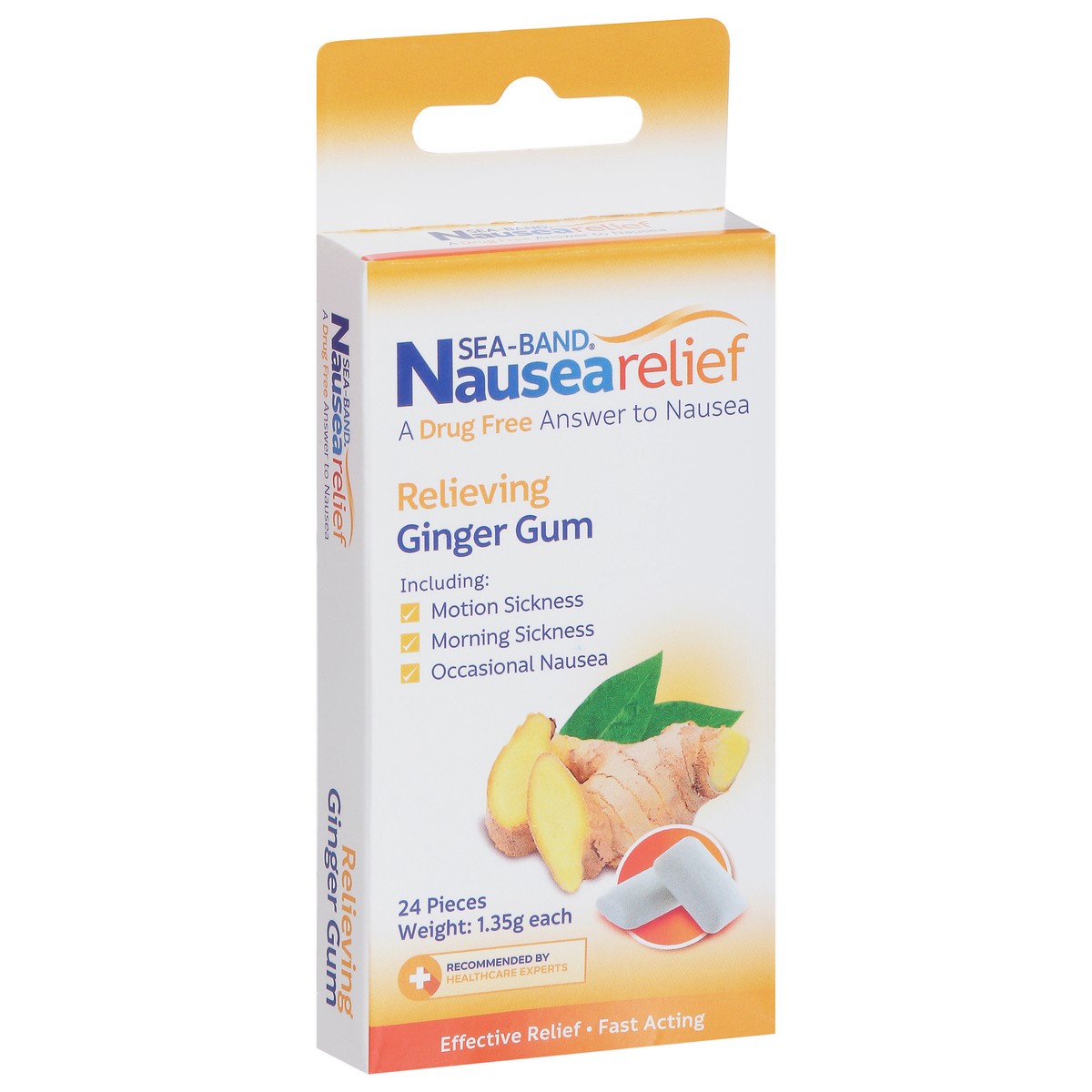 slide 2 of 9, Sea-Band Nausea Relief Relieving Ginger Gum 24 ea, 24 ct