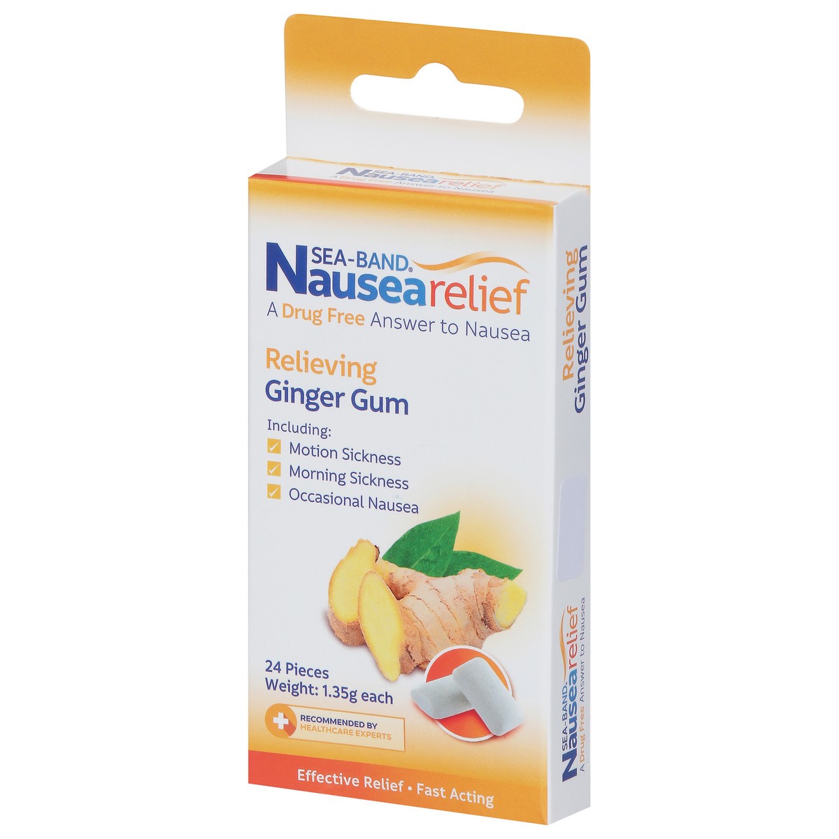 slide 3 of 9, Sea-Band Nausea Relief Relieving Ginger Gum 24 ea, 24 ct