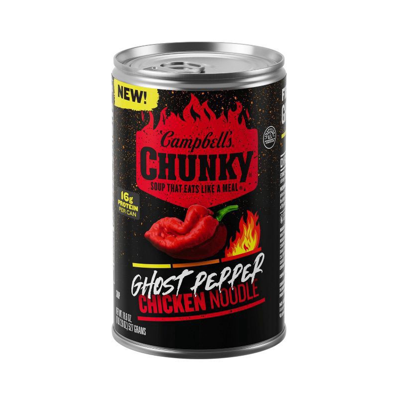 slide 1 of 5, Campbell's Campbell''s Chunky Soup, Ghost Pepper Chicken Noodle Soup, 18.6 oz Can, 18.6 oz