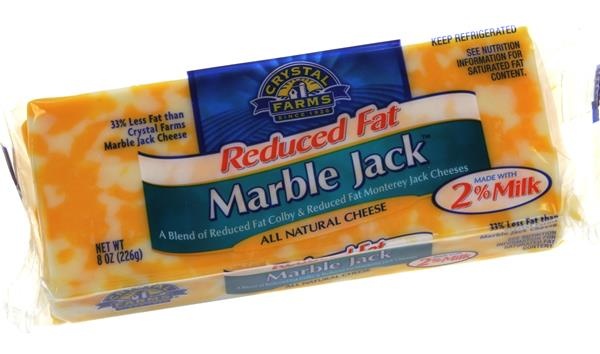 slide 1 of 1, Crystal Farms Reduced Fat Marble Jack Cheese, 8 oz