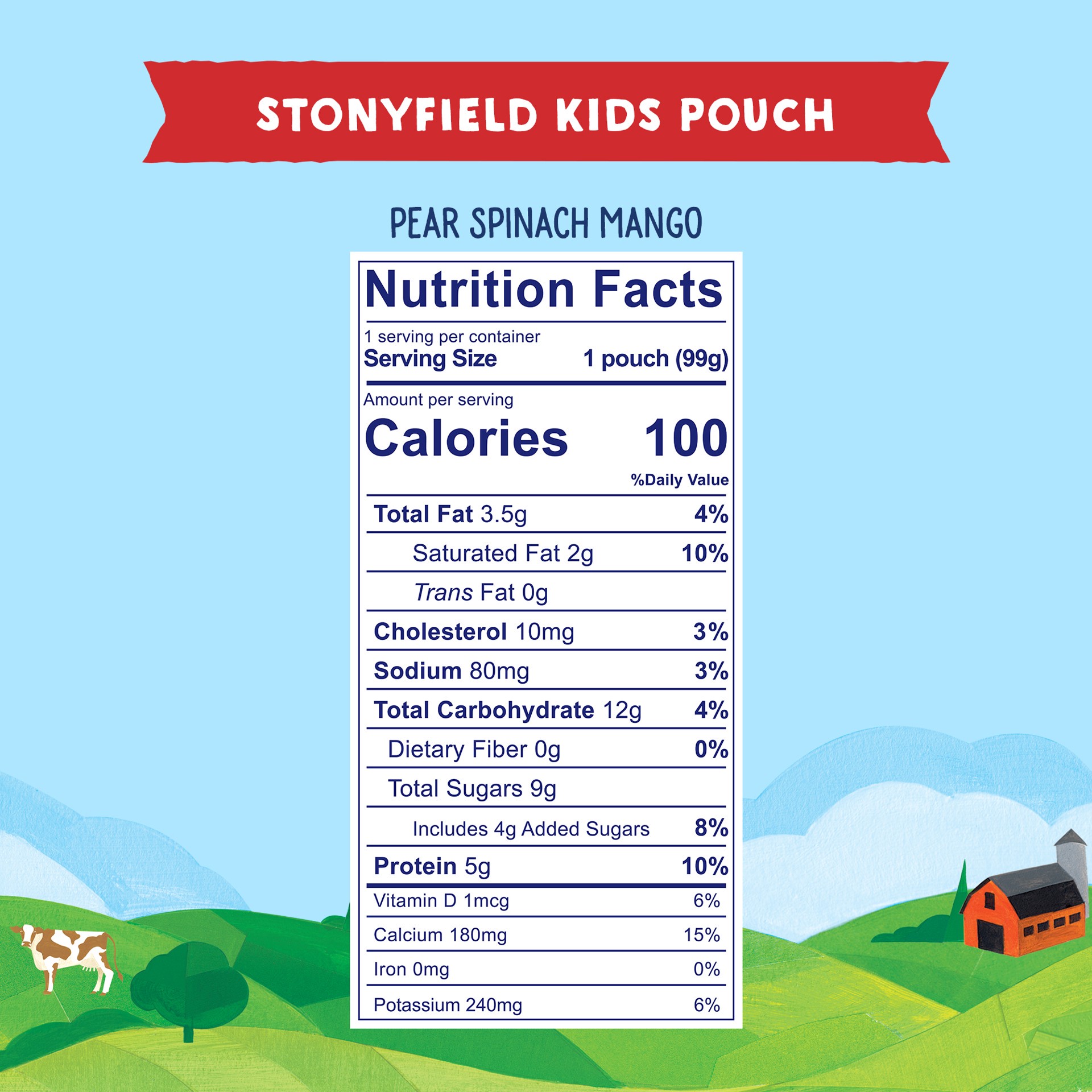 slide 3 of 6, Stonyfield Organic Pear Spinach Mango Whole Milk Yogurt 3.5 oz. Pouch, 3.5 oz