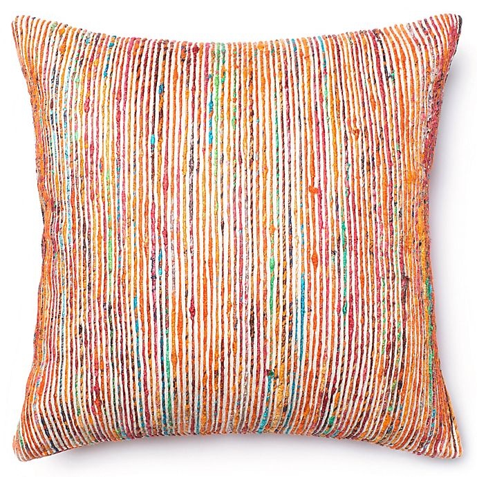 slide 1 of 1, Loloi Multicolored Yarn Ribbed Square Throw Pillow - Rust, 22 in