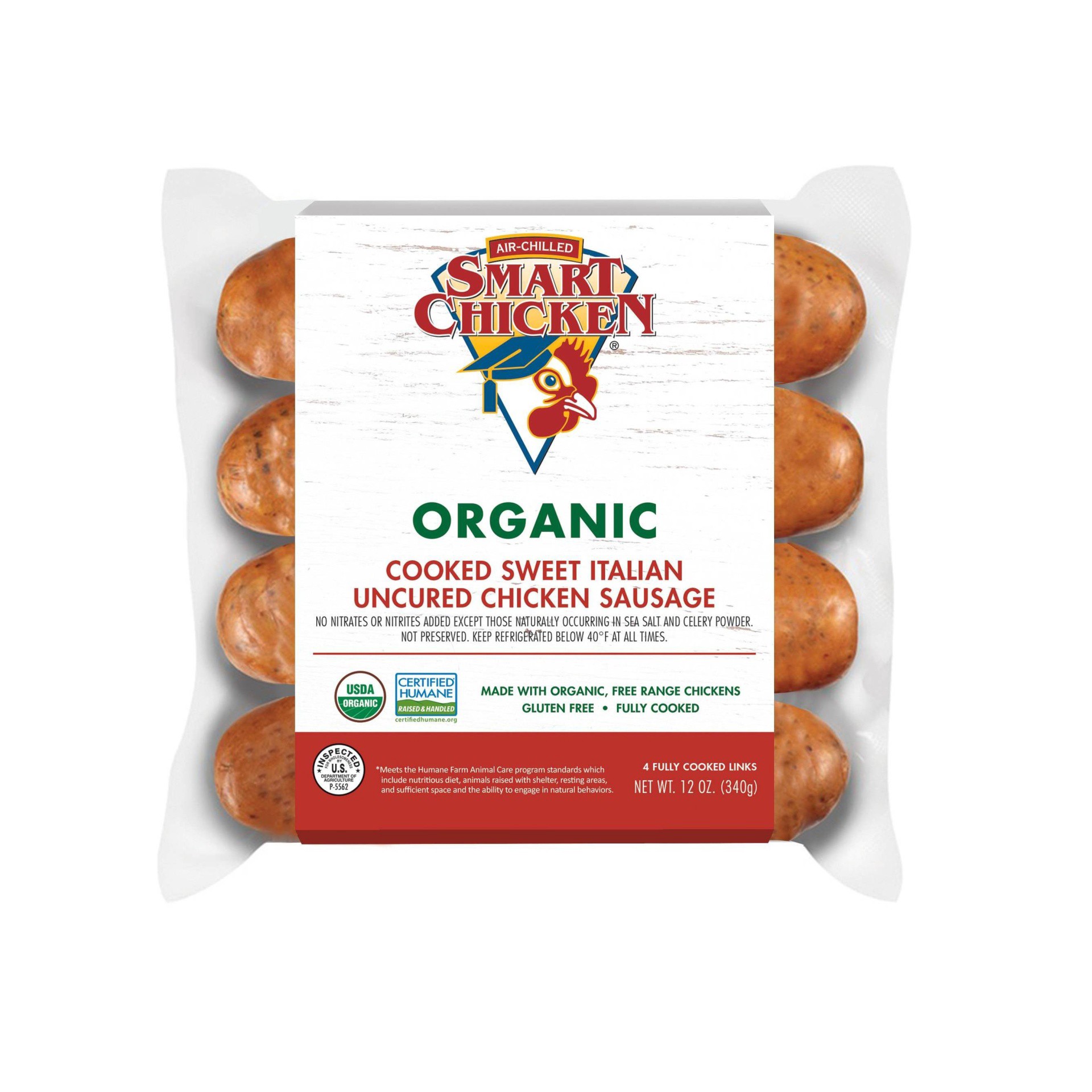 slide 1 of 6, Smart Chicken Fully Cooked Organic Sweet Italian Chicken Links, 12 oz