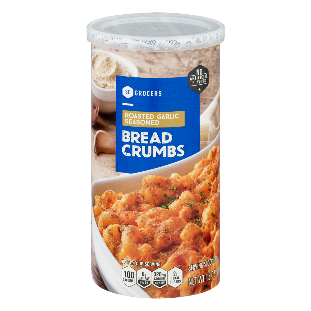 slide 1 of 1, SE Grocers Roasted Garlic Breadcrumbs, 15 oz