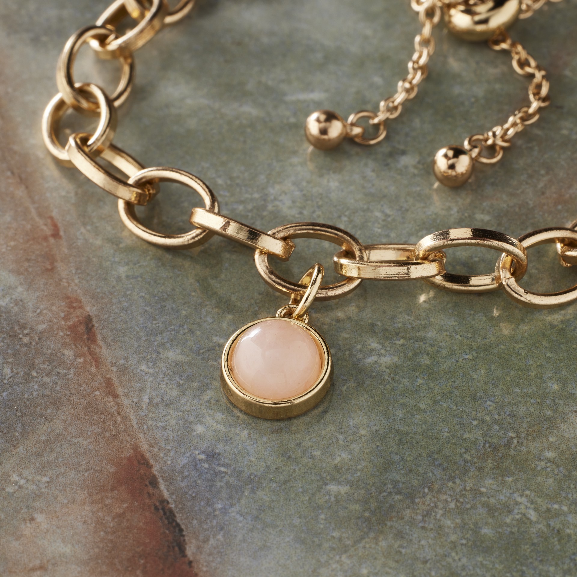 slide 2 of 3, Round Rose Quartz Charm By Bead Landing, 10 mm charm diameter