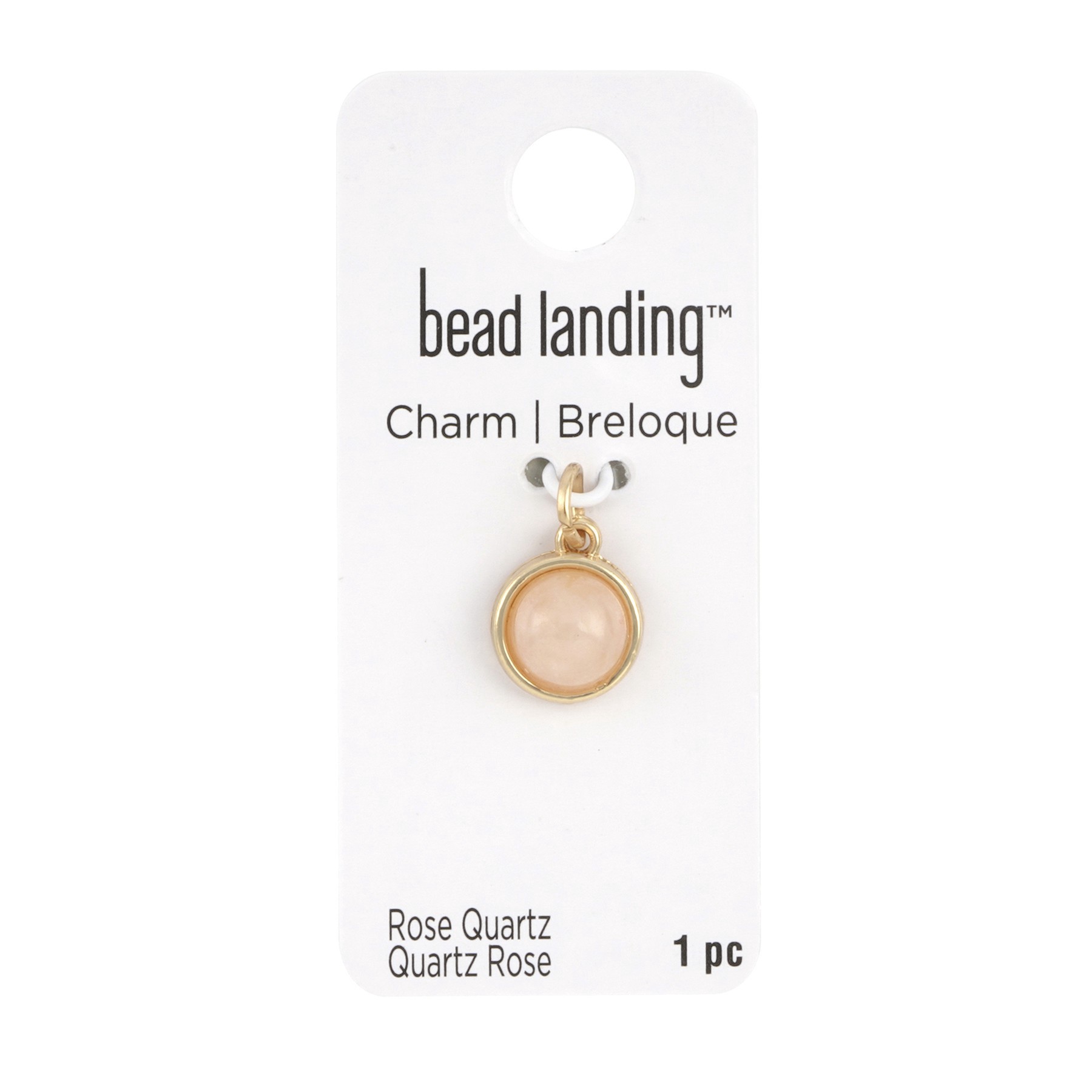 slide 3 of 3, Round Rose Quartz Charm By Bead Landing, 10 mm charm diameter
