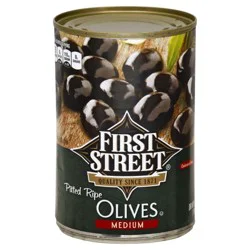 First Street Medium Pitted Ripe Olives - 6 oz