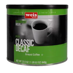 Weis Quality Rich Classic Decaf Can Breakfast Hour Ground Coffee