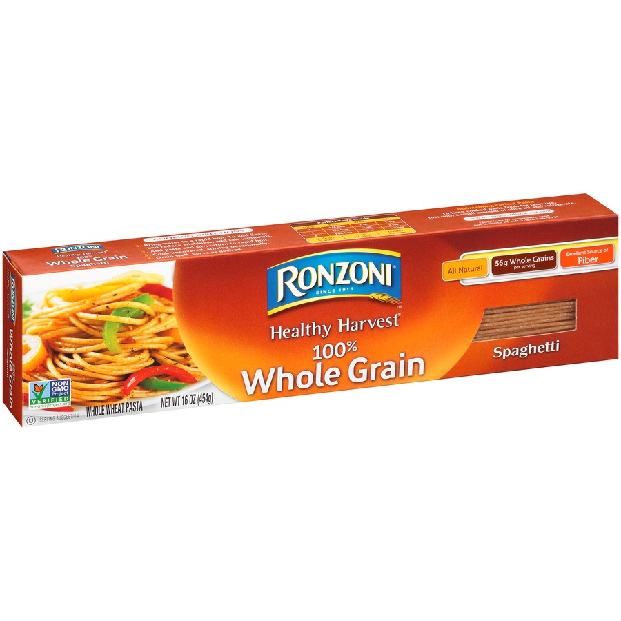 slide 2 of 8, Ronzoni Healthy Harvest 100% Whole Grain Spaghetti Pasta, 16 oz